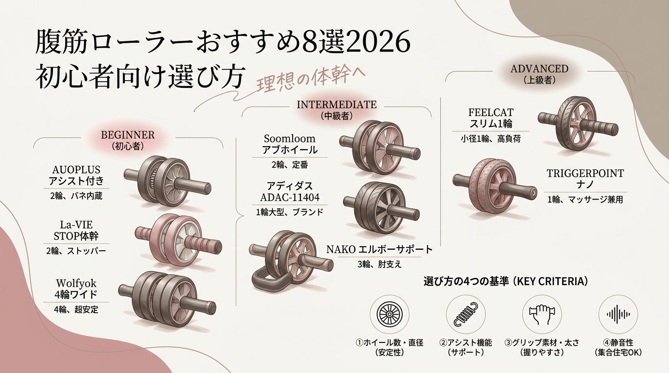 腹筋ローラーおすすめ8選2026｜初心者向け選び方