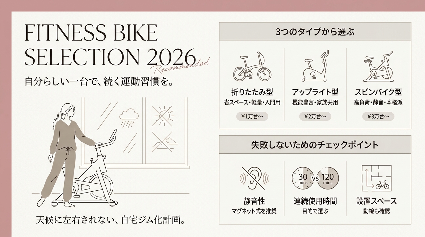 フィットネスバイクおすすめ8選2026 価格比較・静音性・折りたたみ・選び方など