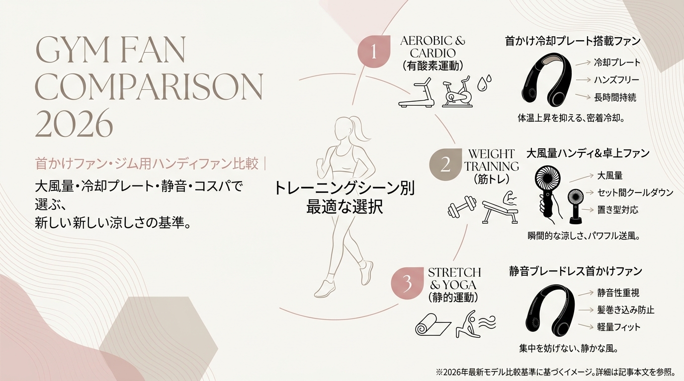 首かけファン・ジム用ハンディファン比較2026 大風量・冷却プレート・静音・コスパなど