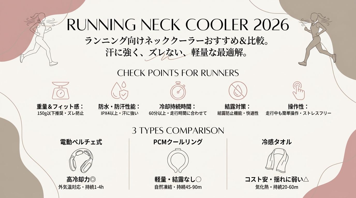 ランニング向けネッククーラーおすすめ2026 汗対応・スポーツ用・電動タイプ比較など