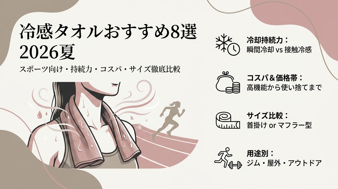 冷感タオルおすすめ8選2026夏 スポーツ向け・持続力・コスパ・サイズ比較など