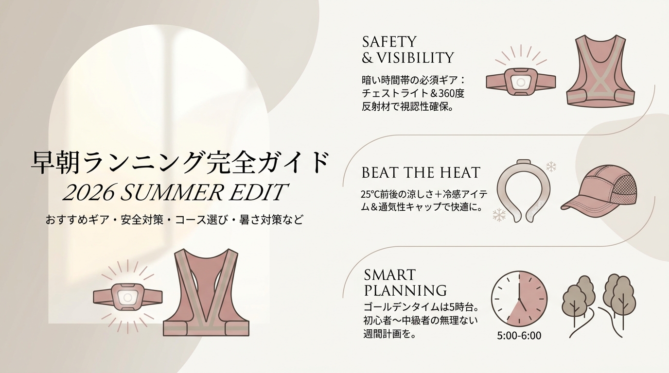 早朝ランニング完全ガイド2026夏 おすすめギア・安全対策・コース選び・暑さ対策など